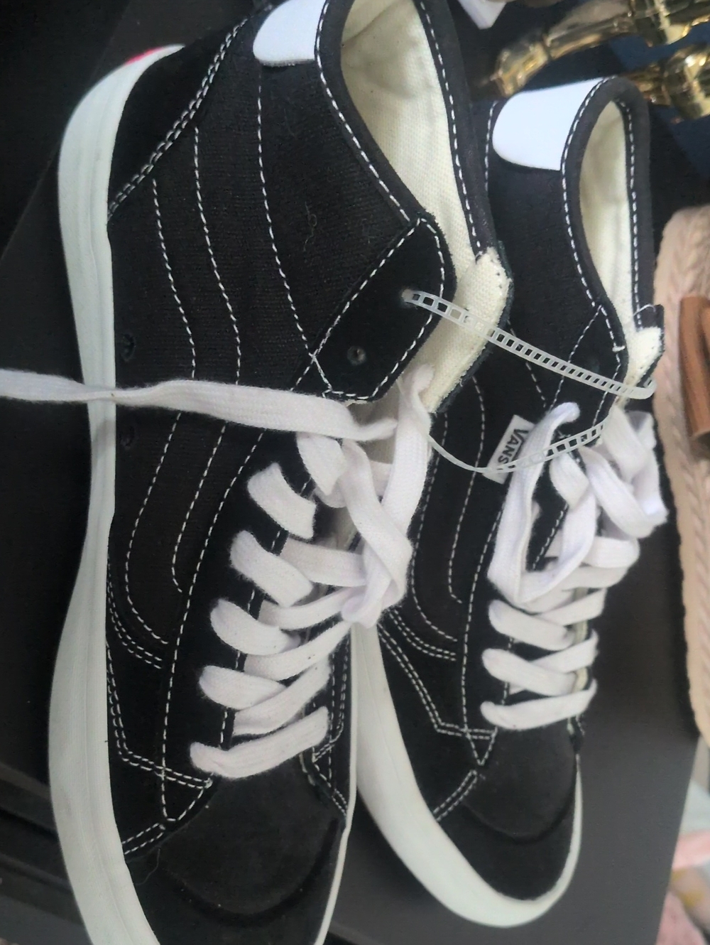 New Vans Black and White High-Top Sneakers